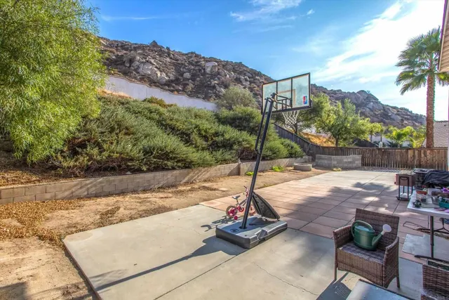 a view of a terrace with sitting area
