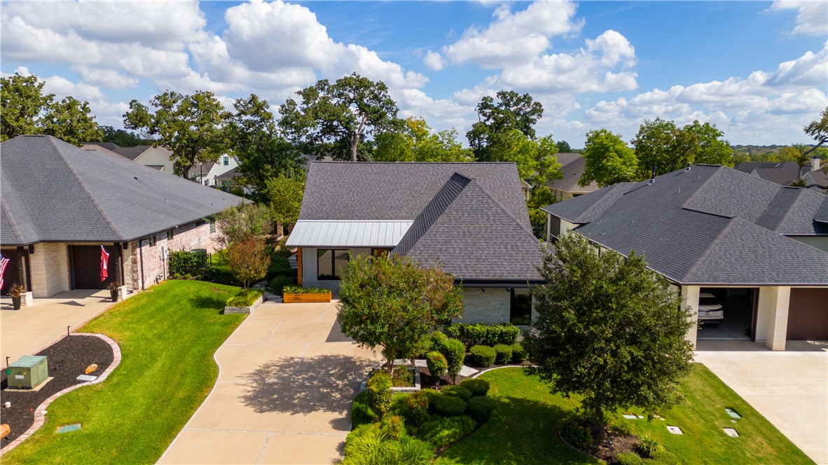 Aerial perspective of suburban area