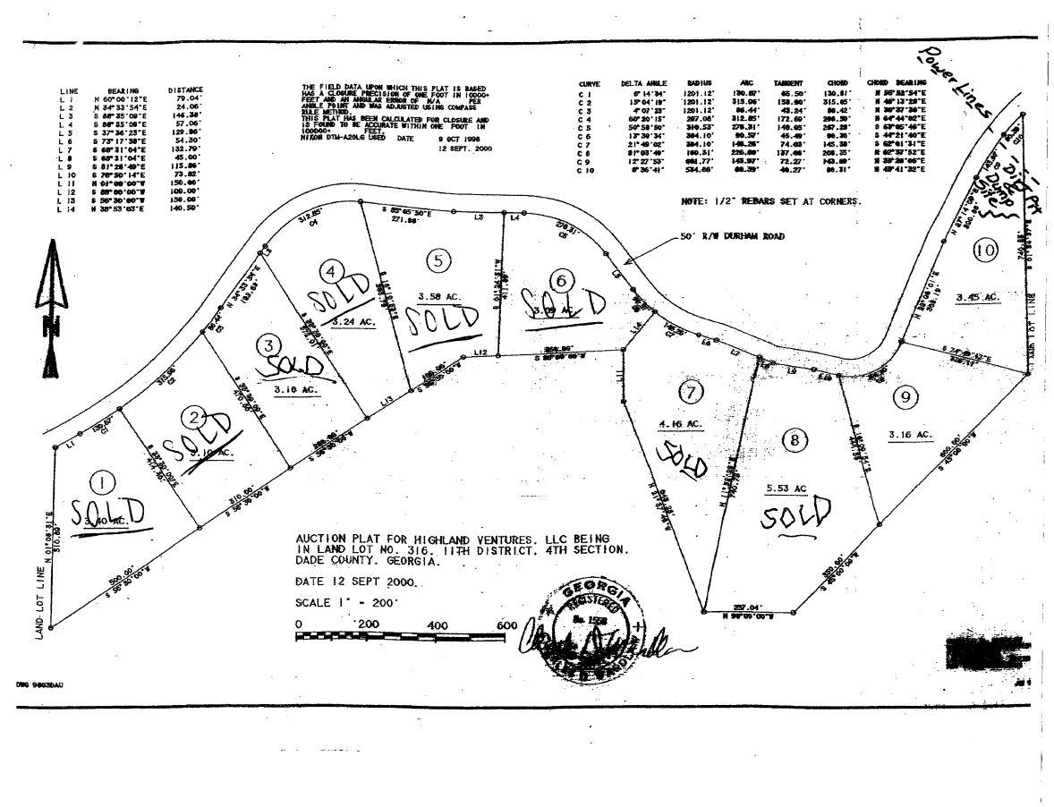 0 Durham Road, Unit LOT 9 Rising Fawn, GA 30738 - Photo 3 of 3 Updated Plat