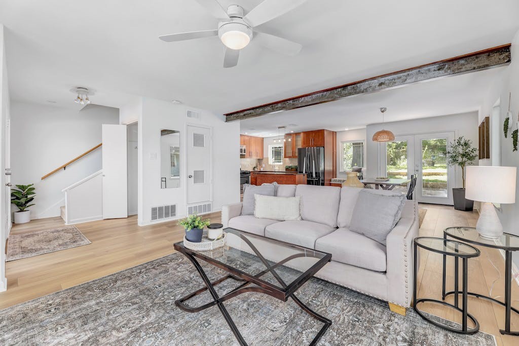 a living room with furniture
