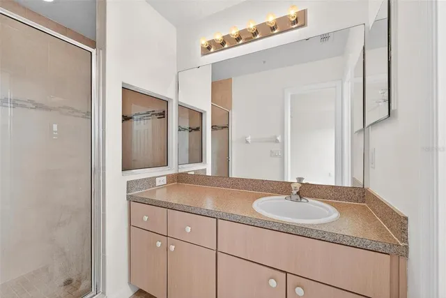 a view of a swimming pool with a lake view