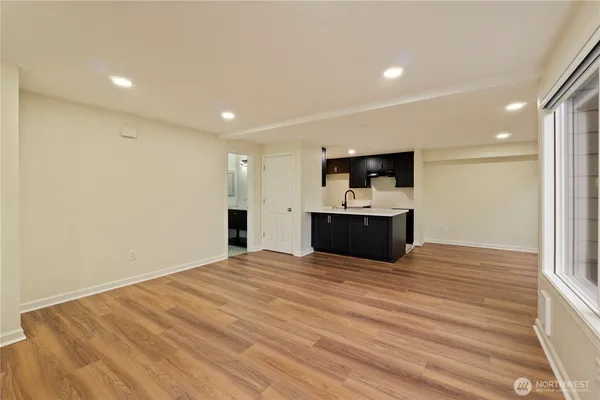 a view of kitchen and microwave