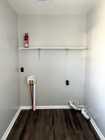 a view of small space with racks on the wall