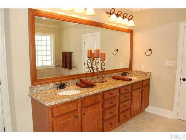 11406 Hickory Grove Church Road Raleigh, NC 27613 - Photo 11 of 12 a bathroom with a granite countertop sink and a mirror
