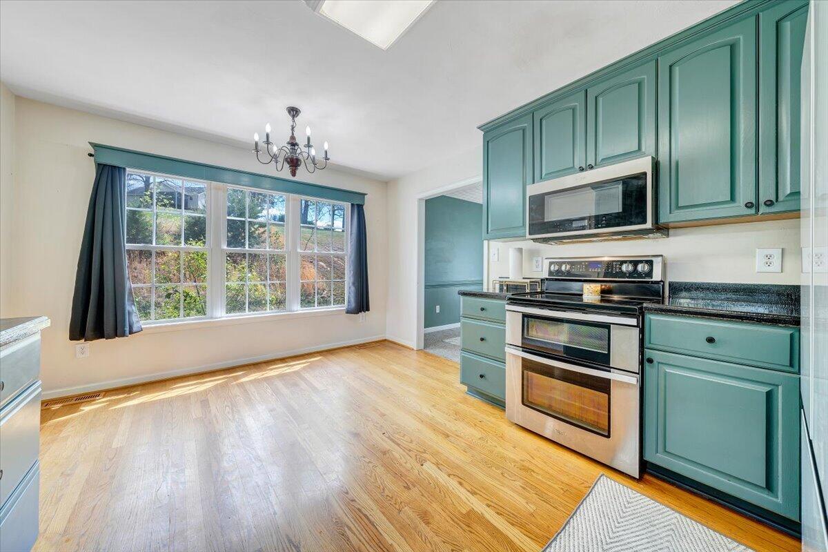 686 Pine Haven Road Fincastle, VA 24090 - Photo 15 of 56 a kitchen with stainless steel appliances granite countertop a stove a sink and a microwave