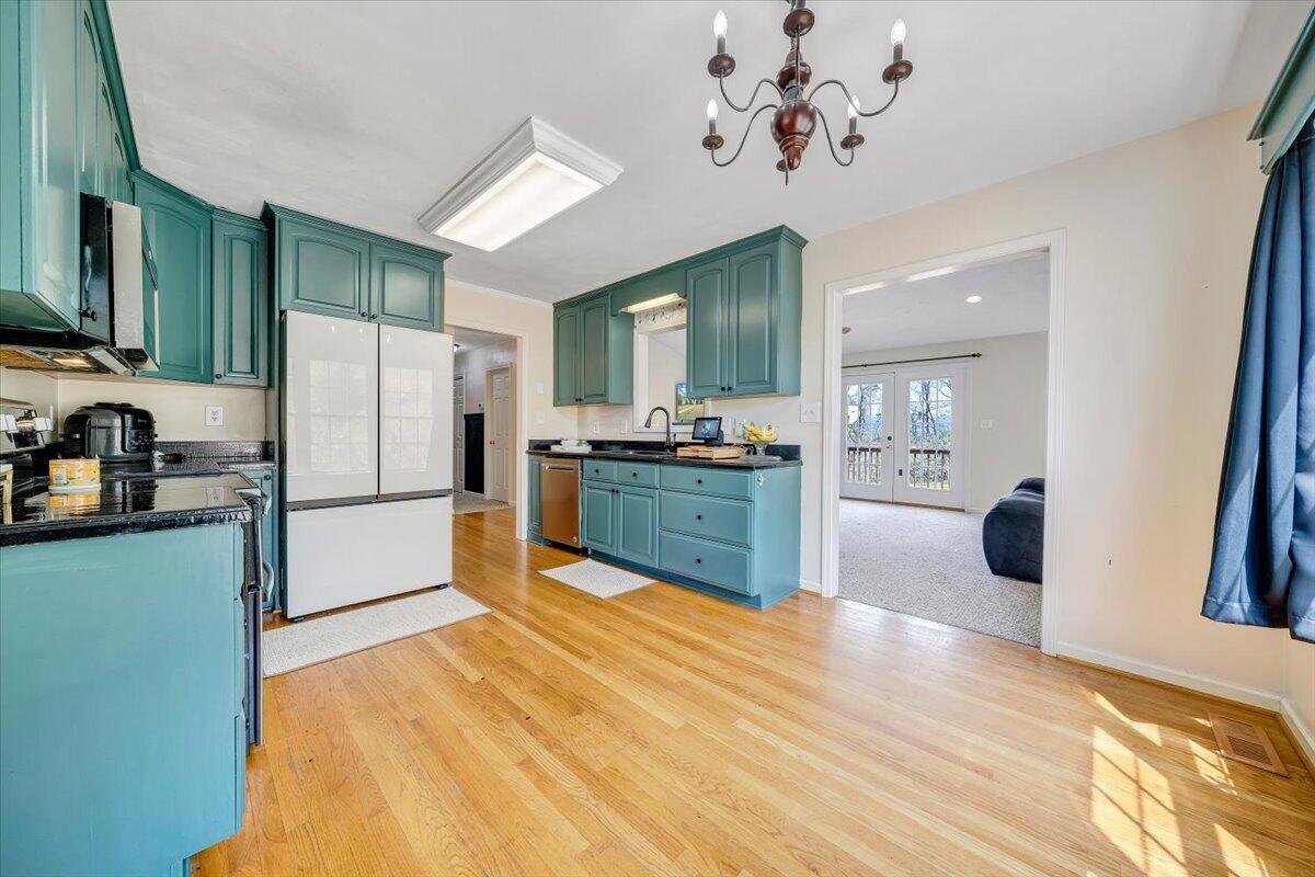 686 Pine Haven Road Fincastle, VA 24090 - Photo 9 of 56 a kitchen with stainless steel appliances kitchen island granite countertop a refrigerator and a sink