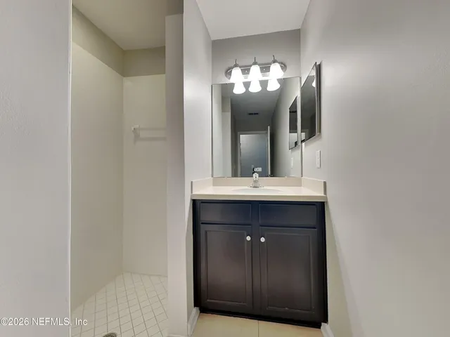 a bathroom with a bathtub