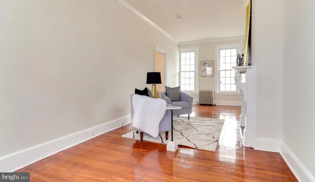 a workspace with wooden floor