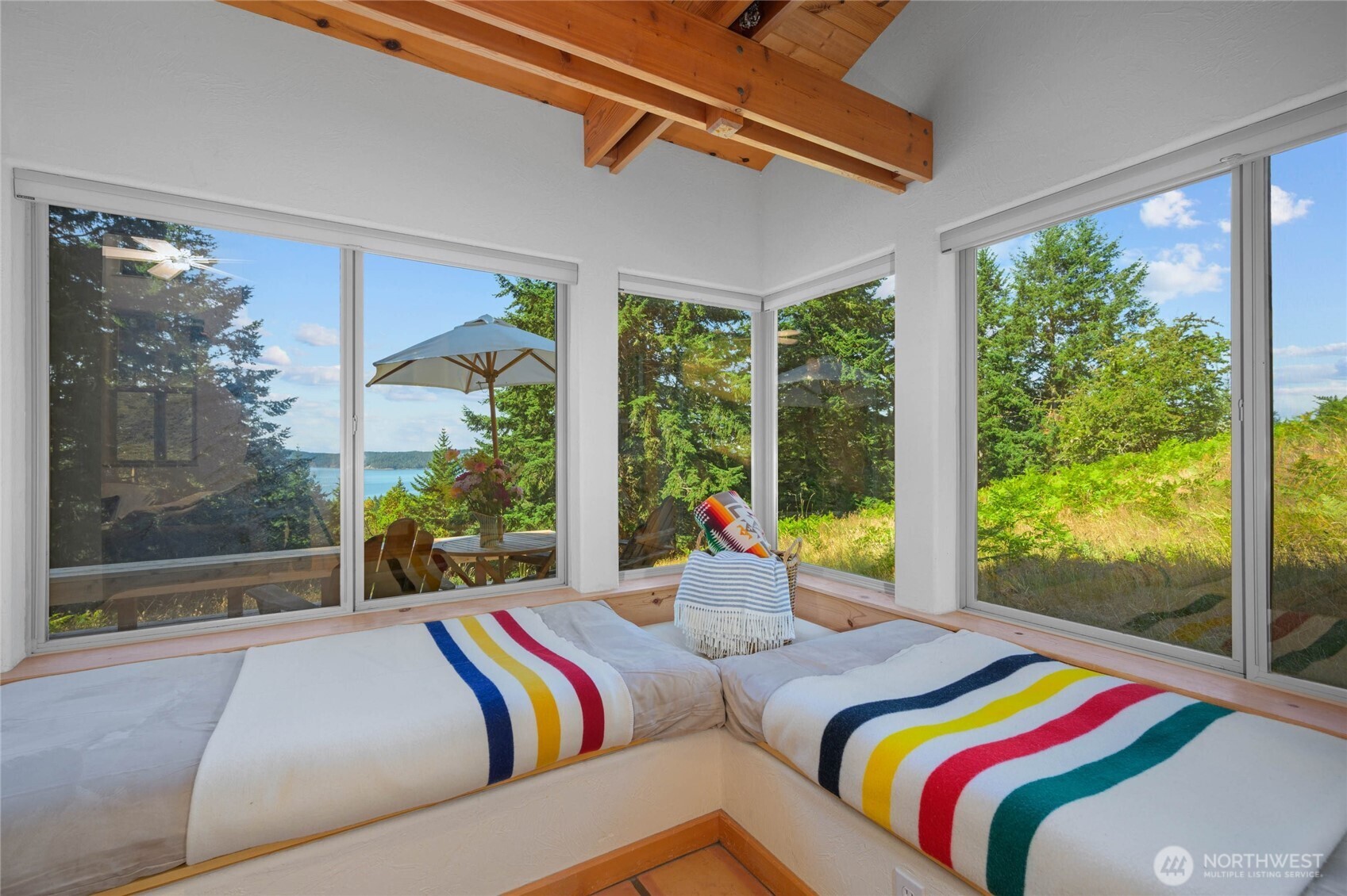 177 Harmon Ranch Hill Road Decatur Island, WA 98221 - Photo 22 of 37 a bedroom with furniture and a large window