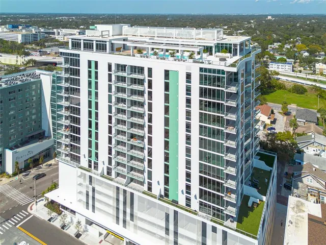 a view of a city with tall buildings