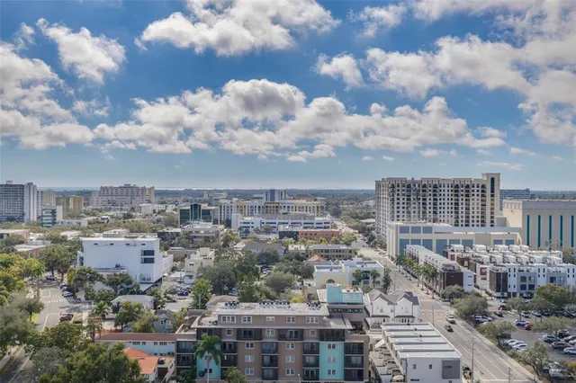 an aerial view of city