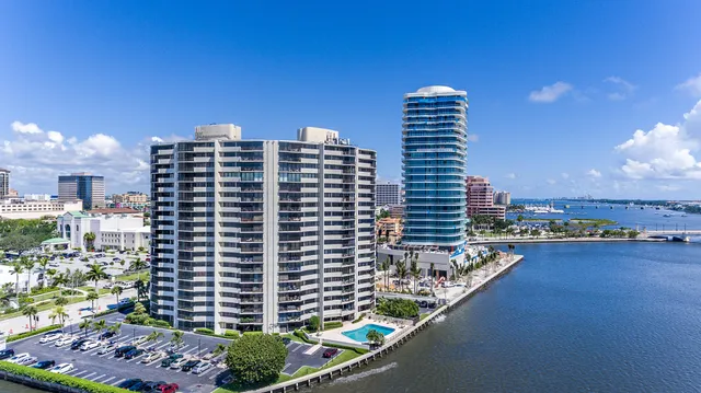 a view of a city with tall buildings