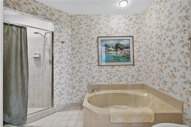 a bathroom with a bathtub