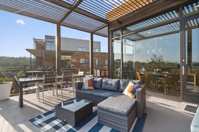 a outdoor living space with furniture