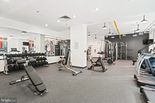 a view of a room with gym equipment