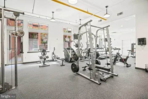 a view of a room with gym equipment
