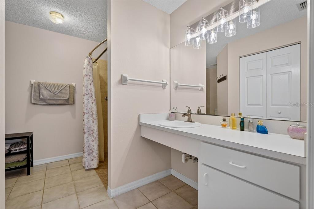 18 Smoke Tree Place Palm Coast, FL 32164 - Photo 21 of 34 a bathroom with a sink a mirror and a shower