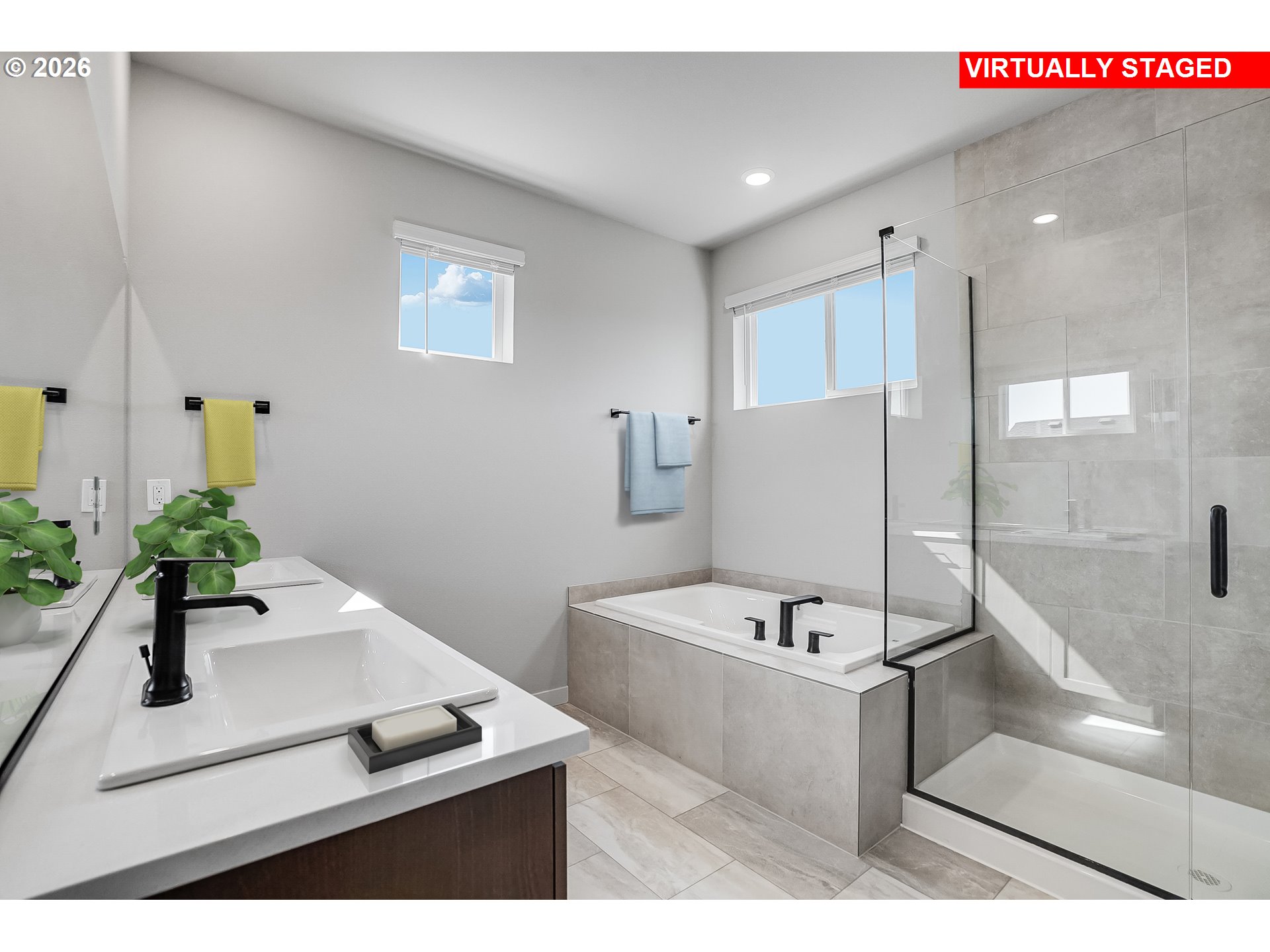 5297 North 87th Avenue Camas, WA 98607 - Photo 22 of 44 a bathroom with a bathtub sink and mirror