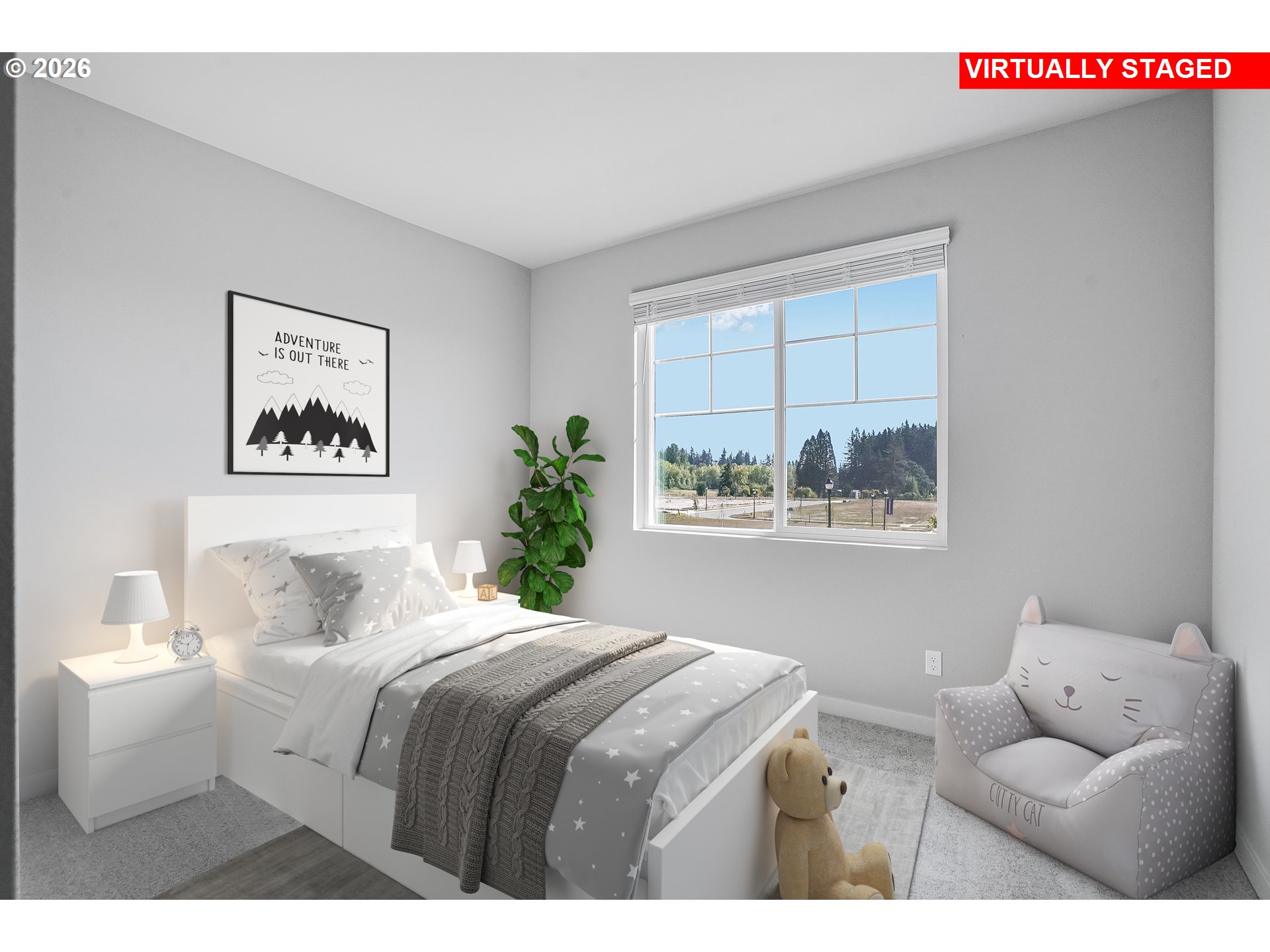 5297 North 87th Avenue Camas, WA 98607 - Photo 33 of 44 a bedroom with a bed and a painting on the wall