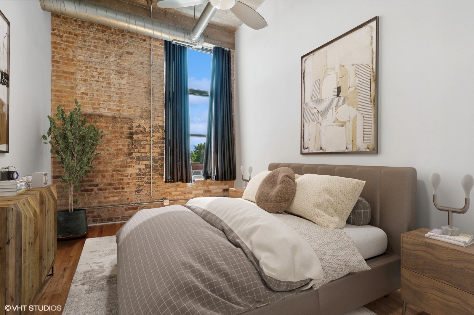 1820 North Spaulding Avenue, Unit 403 Chicago, IL 60647 - Photo 10 of 17 a bedroom with a bed and a painting on the wall