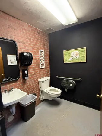 a bathroom with a toilet a sink and mirror
