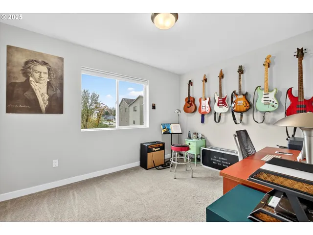 a room with gym equipment and a mirror