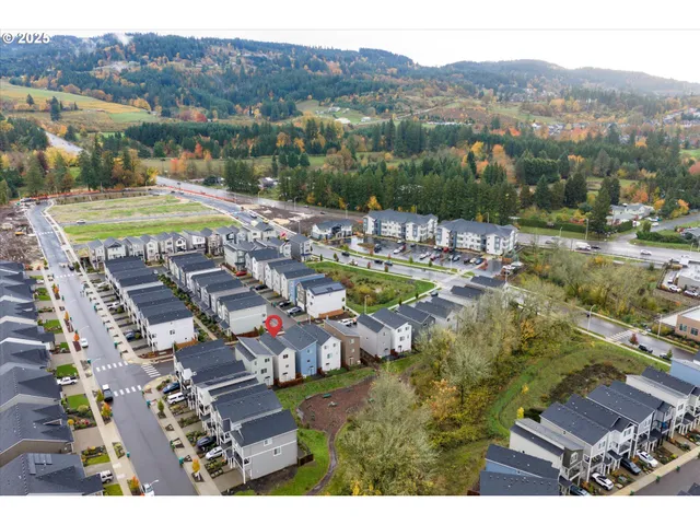 a view of a city with mountains in the background