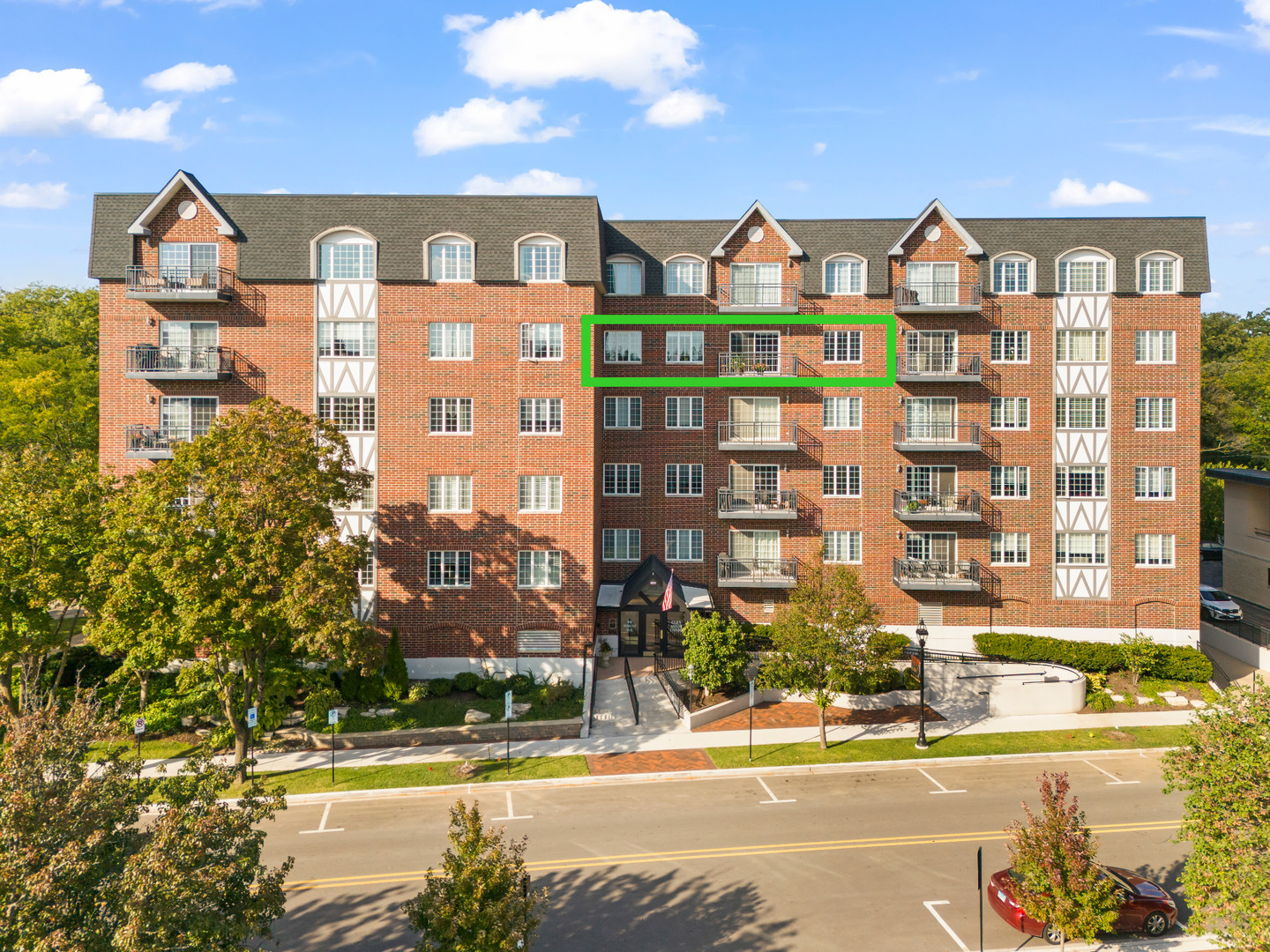 a front view of a building