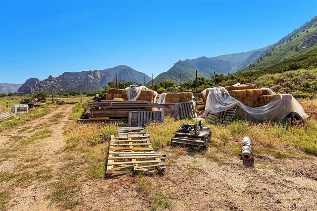 a view of a big yard next to a building