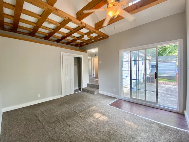 an empty room with windows