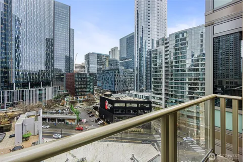 a view of balcony with city view