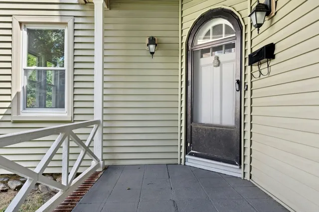 a view of a door of a house with a door