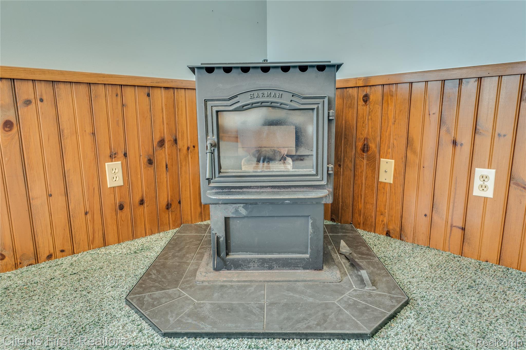 342 North Chambers Road Tawas City, MI 48763 - Photo 9 of 30 Detailed view of carpet flooring and wood walls