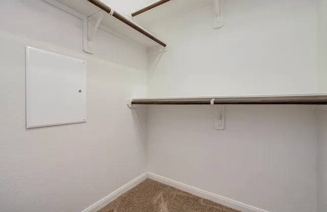 a view of small space with racks on the wall