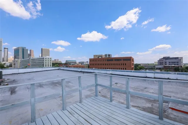 a view of a terrace with sky view