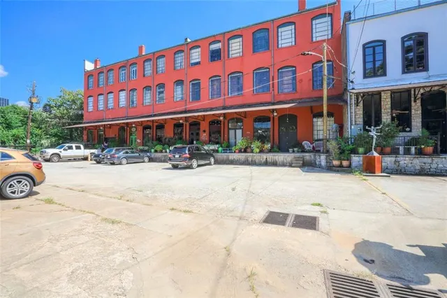 a front view of a building with street