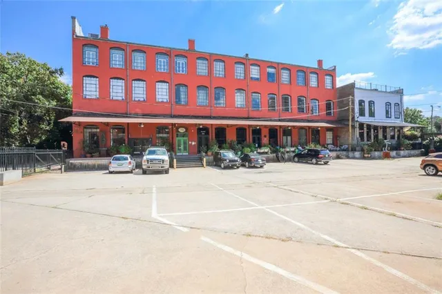 a front view of a building with street