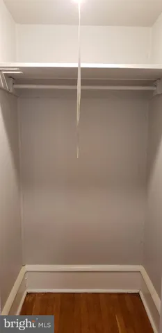 a view of an empty room with windows and closet