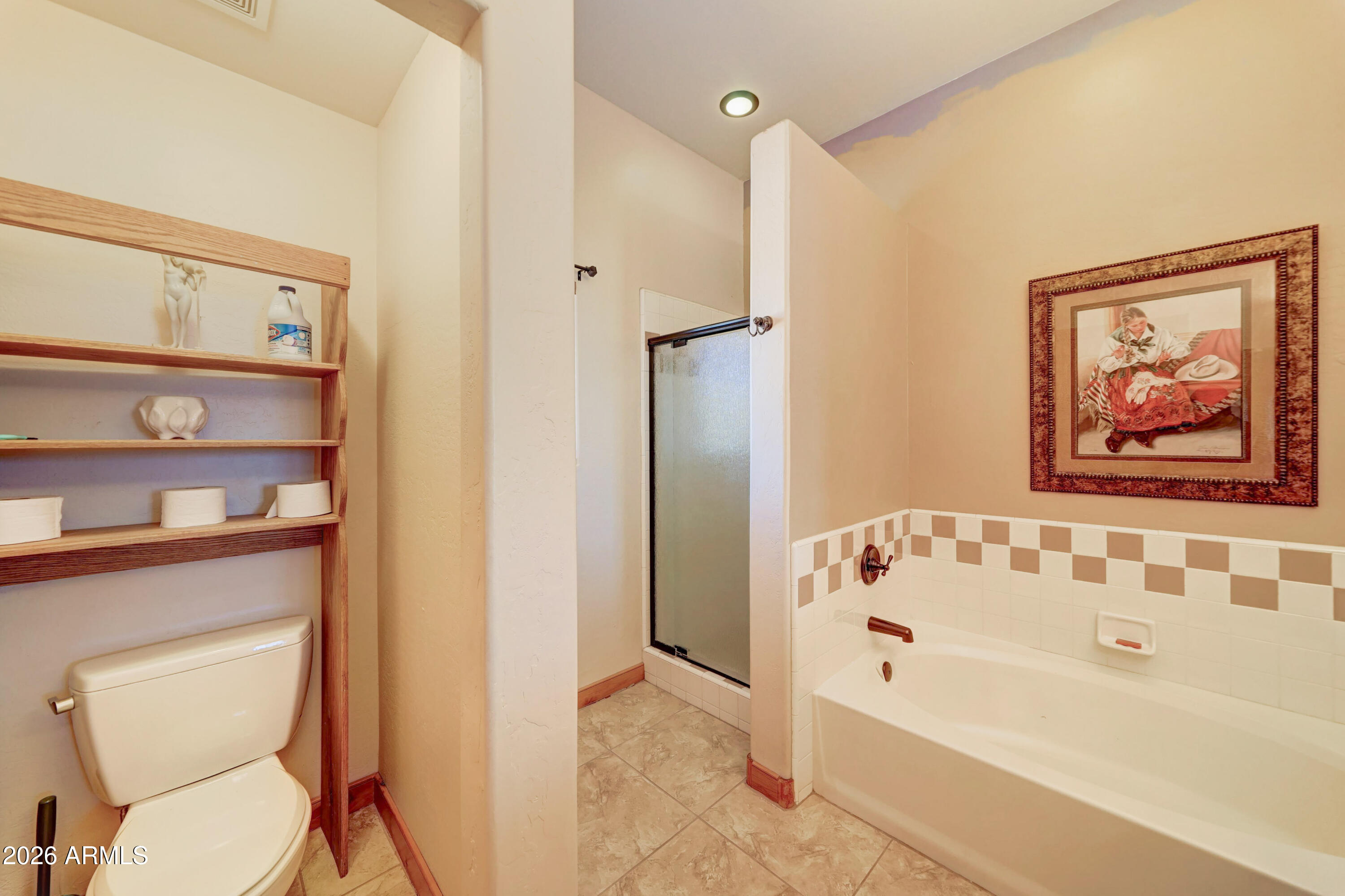 4642 North Tomahawk Road Apache Junction, AZ 85119 - Photo 17 of 41 a bathroom with a bathtub and a shower