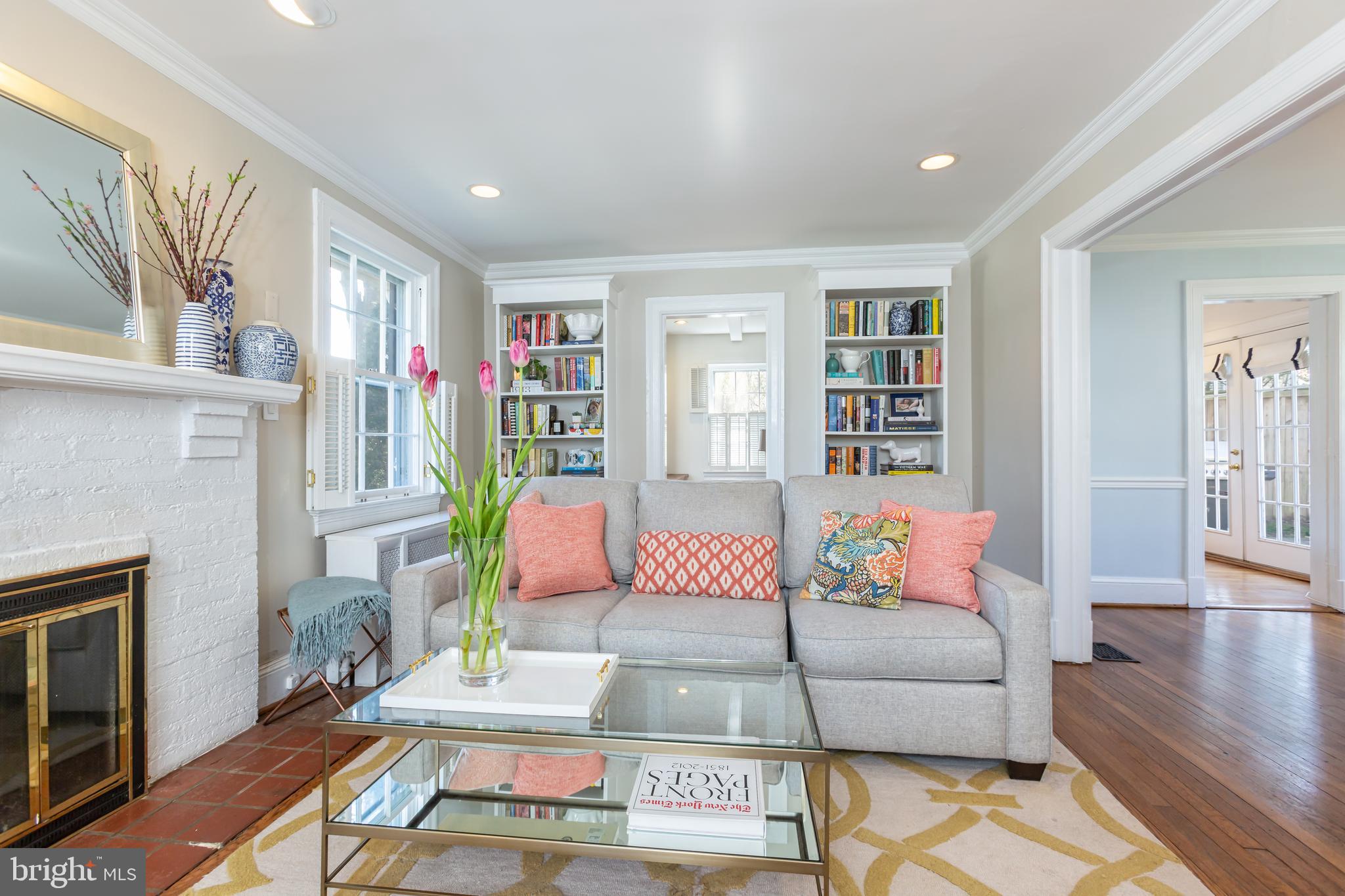3618 Spring Street Chevy Chase, MD 20815 - Photo 5 of 39 Living room with built-in bookshelves