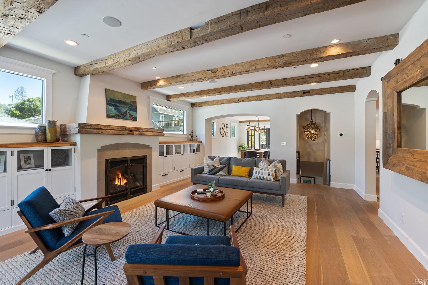 16 Hill Street Mill Valley, CA 94941 - Photo 3 of 55 a living room with furniture and a fireplace