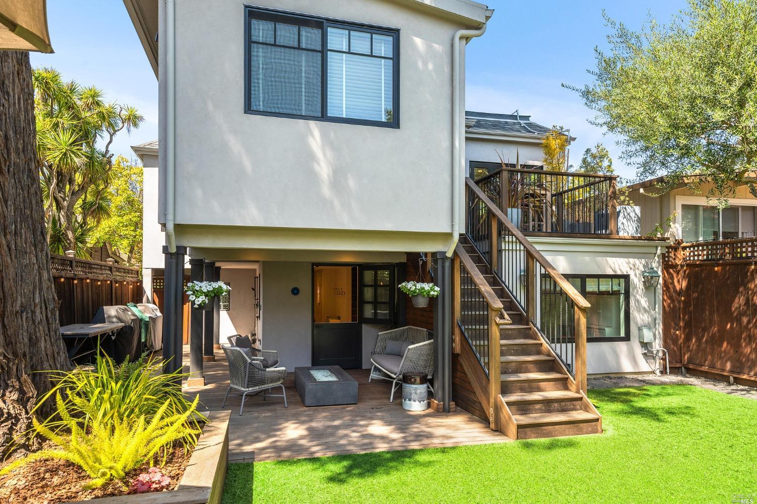 16 Hill Street Mill Valley, CA 94941 - Photo 39 of 55 a view of a house with backyard porch and sitting area