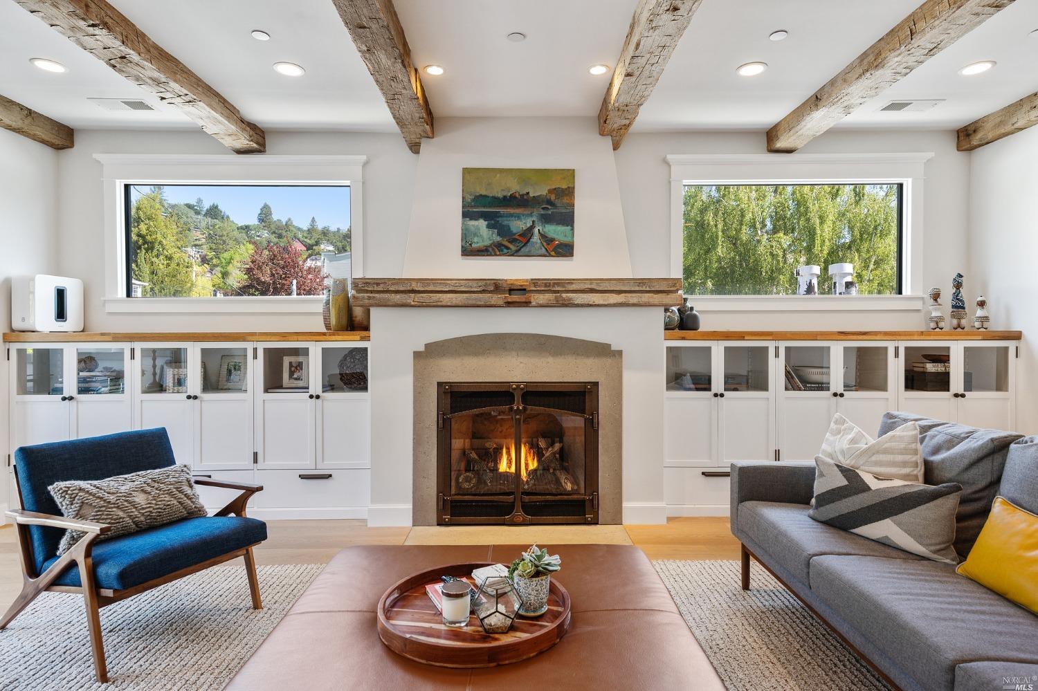 16 Hill Street Mill Valley, CA 94941 - Photo 4 of 55 a living room with furniture and a fireplace