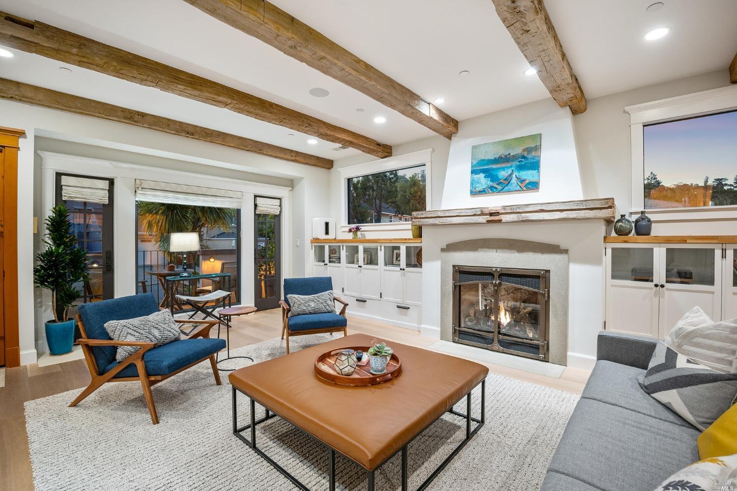 16 Hill Street Mill Valley, CA 94941 - Photo 45 of 55 a living room with furniture and a fireplace