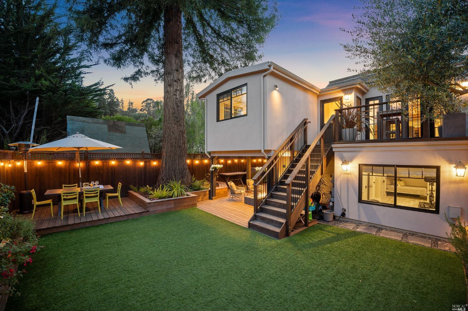16 Hill Street Mill Valley, CA 94941 - Photo 53 of 55 a view of a house with swimming pool and porch with furniture