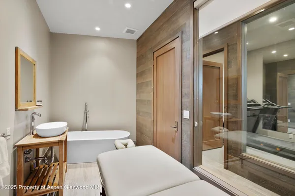 a bedroom with a bed and furniture