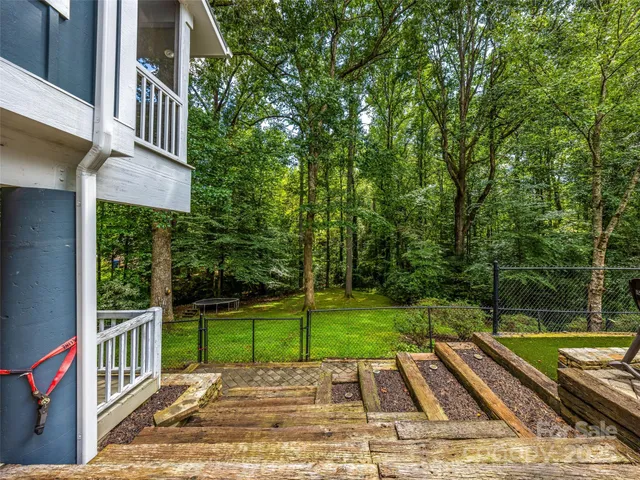 a view of a park with a large trees
