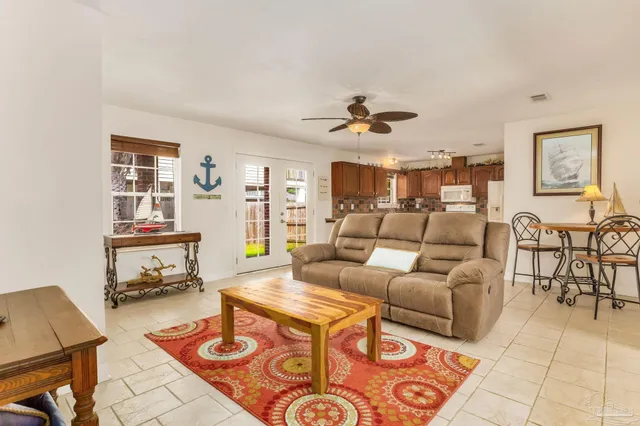 a living room with furniture