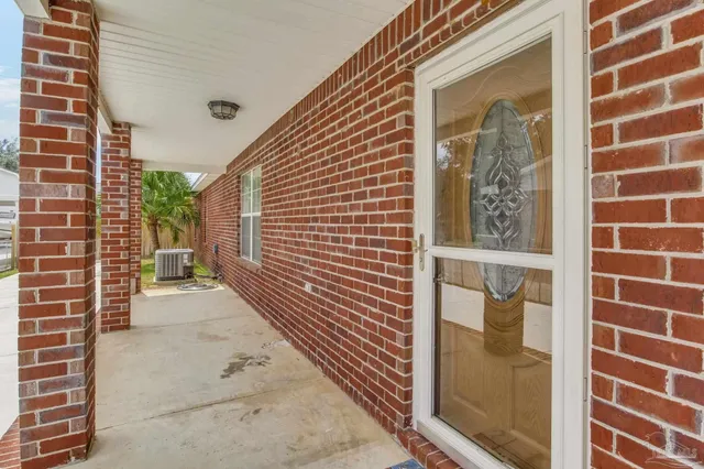 a view of a brick buildings with entryway