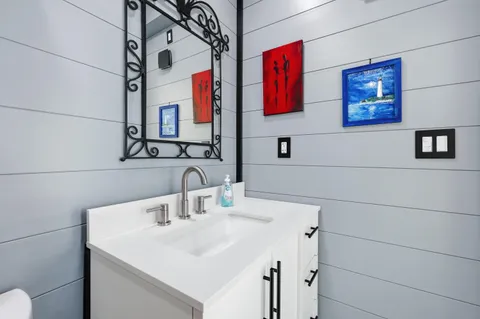 a bathroom with a bathtub
